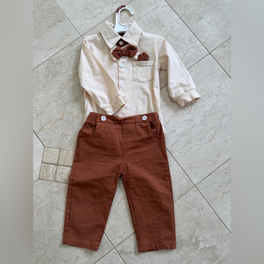6-9 month gentleman outfit with Bow Tie
